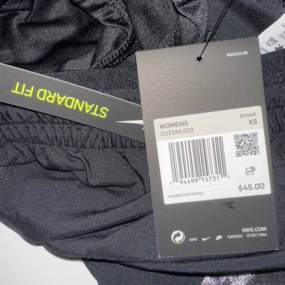 NWT Nike women’s drifit flex black and silver lined drawstring running shorts XS - Picture 7 of 12